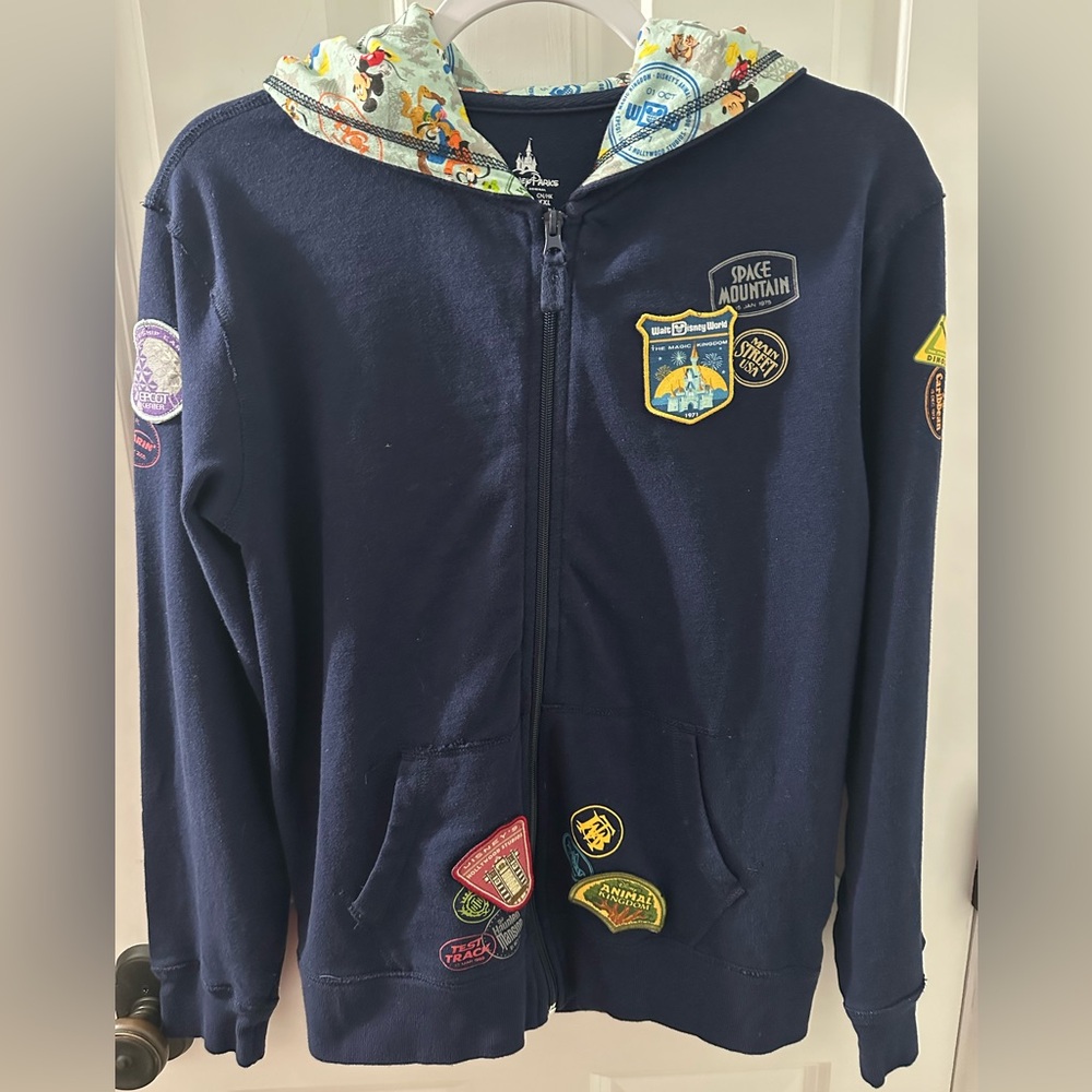 Disney Parks Kids XL Navy Jacket with Disney Park Patches